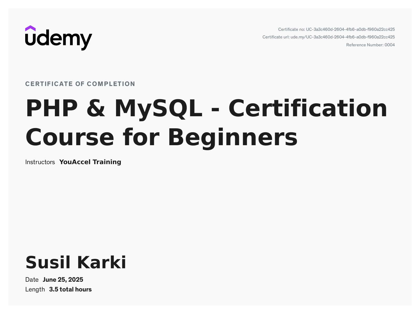 Programming Certificate
